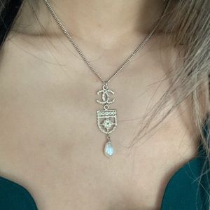 Authentic Chanel Silver Pearl Necklace